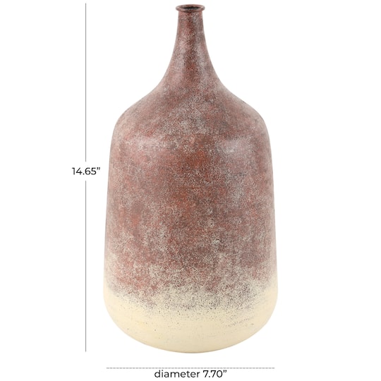 15" Copper Metal Distressed Textured Vase